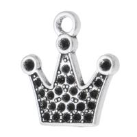 Zinc Alloy vedhæng Rhinestone Setting, Crown, antik sølv farve forgyldt, du kan DIY, sølv, nikkel, bly & cadmium fri, 15.50x17x2mm, Hole:Ca. 2mm, Solgt af KG