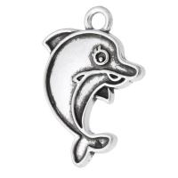 Zink Alloy Animal Hängen, Dolphin, antik silver pläterad, Unisex, silver, nickel, bly och kadmium gratis, 17x24x2mm, Hål:Ca 2mm, Säljs av KG