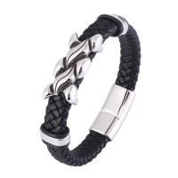 Microfiber PU Armbånd, med 316 Stainless Steel, Runde, sølvfarvet forgyldt, mode smykker & forskellige længde for valg, flere farver til valg, 12mm, Solgt af PC