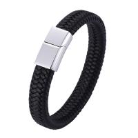 PU Cord Armbånd, Microfiber PU, med 316 Stainless Steel, Runde, sølvfarvet forgyldt, mode smykker & forskellige længde for valg, flere farver til valg, 12mm, Solgt af PC