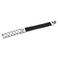 Lederen koord armband, Leer, met 304 roestvrij staal, plated, mode sieraden & voor de mens, meer kleuren voor de keuze, Lengte 20.5 cm, Verkocht door PC