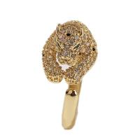 Messing Manchet Finger Ring, Luipaard, gold plated, Verstelbare & micro pave zirconia & voor vrouw, goud, 17mm, Verkocht door PC