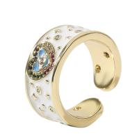 Messing Manchet Finger Ring, gold plated, Verstelbare & micro pave zirconia & voor vrouw & glazuur, meer kleuren voor de keuze, 18mm, Verkocht door PC