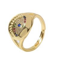 Kubieke Circonia Micro Pave Brass Ring, Messing, gold plated, Verstelbare & micro pave zirconia & voor vrouw, goud, 18mm, Verkocht door PC