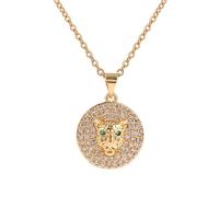 Cubic Zircon Micro Pave Brass Necklace Flat Round gold color plated micro pave cubic zirconia & for woman gold Length Approx 17.7 Inch Sold By PC