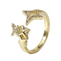 Kubieke Circonia Micro Pave Brass Ring, Messing, gold plated, Verstelbare & micro pave zirconia & voor vrouw, goud, 18mm, Verkocht door PC