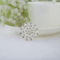 Strass Brosche, Zinklegierung, mit Tschechisch, Blume, silberfarben plattiert, für Frau & mit Strass, frei von Nickel, Blei & Kadmium, 34x34mm, 10PCs/Menge, verkauft von Menge