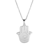 Roestvrij staal halskettingen, 304 roestvrij staal, Hamsa, uniseks & verschillende stijlen voor de keuze, oorspronkelijke kleur, Lengte Ca 20.4 inch, Verkocht door PC