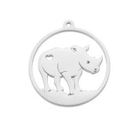 Acciaio inossidabile Animal Ciondoli, 304 acciaio inox, Rinoceronte, DIY & cavo, nessuno, 27.70x25.30mm, Venduto da PC