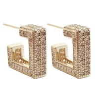 Messing Stud Earring, gold plated, micro pave zirconia & voor vrouw, 5.50x17mm, Verkocht door pair