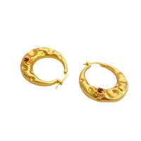 Messing Hoop Earring, 18K forgyldt, mode smykker & for kvinde & med rhinestone, nikkel, bly & cadmium fri, 31.50x28.50mm, Solgt af par