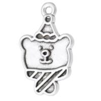 Sinc Alloy Pendants Ainmhithe, Bear, dath airgid antique plátáilte, unisex, airgid, nicil, luaidhe & caidmiam saor in aisce, 14x22x2mm, Poll:Thart 1.5mm, Díolta De réir KG