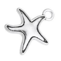 Colgantes de Aleación de Zinc, Estrella de Mar, chapado en color de plata antigua, unisexo, plateado, libre de níquel, plomo & cadmio, 17x20x2mm, agujero:aproximado 2mm, Vendido por KG