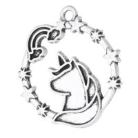 Zink Alloy Animal Hängen, Unicorn, antik silver pläterad, Unisex & ihålig, silver, nickel, bly och kadmium gratis, 23x24.50x2mm, Hål:Ca 2mm, Säljs av KG