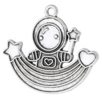 Zinc Alloy Pendler, Astronaut, antik sølv farve forgyldt, Unisex, sølv, nikkel, bly & cadmium fri, 30x25.50x1.50mm, Hole:Ca. 2mm, Solgt af KG