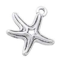 Zinc Alloy Animal Pendler, Starfish, antik sølv farve forgyldt, Unisex, sølv, nikkel, bly & cadmium fri, 17x17x2.50mm, Hole:Ca. 2mm, Solgt af KG