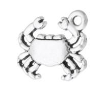 Zinc Alloy Pendler, Krabbe, antik sølv farve forgyldt, Unisex, sølv, nikkel, bly & cadmium fri, 16x15x3mm, Hole:Ca. 2mm, Solgt af KG