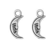 Ciondoli in lega di zinco, lega in zinco, Luna, placcato argento antico, unisex, argento, assenza di nichel,piombo&cadmio, 6x13x3mm, Foro:Appross. 2mm, Venduto da kg