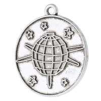 Zinc Alloy Pendants Flat Round antique silver color plated Unisex silver color nickel lead & cadmium free Approx 2mm Sold By KG