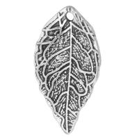 Cink Alloy Leaf Privjesci, List, starinski srebrne boje pozlaćen, bez spolne razlike, srebro, nikal, olovo i kadmij besplatno, 24.50x26x2mm, Rupa:Približno 1.5mm, Prodano By KG