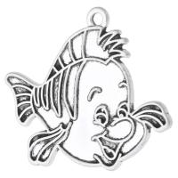 Zink Alloy Animal Hängen, Fisk, antik silver pläterad, Unisex, silver, nickel, bly och kadmium gratis, 32x28x1.50mm, Hål:Ca 2mm, Säljs av KG