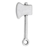 Cink Alloy Privjesci, Axe, starinski srebrne boje pozlaćen, bez spolne razlike, srebro, nikal, olovo i kadmij besplatno, 9.50x24.50x3mm, Rupa:Približno 2mm, Prodano By KG