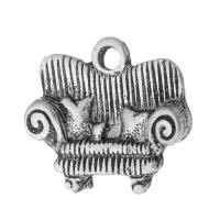 Cink Alloy Privjesci, Sofa, starinski srebrne boje pozlaćen, bez spolne razlike, srebro, nikal, olovo i kadmij besplatno, 16x14x3mm, Rupa:Približno 2mm, Prodano By KG