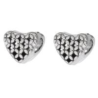 Lo zinco in lega Hollow perline, lega in zinco, Cuore, placcato argento antico, DIY, argento, assenza di nichel,piombo&cadmio, 11x10x7mm, Foro:Appross. 4.5mm, Venduto da kg