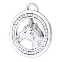 Ciondoli in lega di zinco, lega in zinco, Cerchio piatto, placcato argento antico, unisex, argento, assenza di nichel,piombo&cadmio, 25x28x4mm, Foro:Appross. 4mm, Venduto da kg