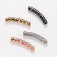 laiton perles tube incurvé, Placage, DIY & styles différents pour le choix & pavé de micro zircon, plus de couleurs à choisir, protéger l'environnement, sans nickel, plomb et cadmium, Vendu par PC