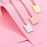 Collier de bijoux en acier inoxydable, Acier inoxydable 304, rectangle, bijoux de mode & unisexe, plus de couleurs à choisir, 1.5mm,15*22mm, Vendu par Environ 17.72 pouce brin