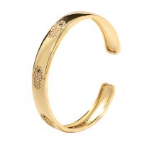 Messing Manchet Bangle, gold plated, micro pave zirconia & voor vrouw, goud, 60mm, Verkocht door PC