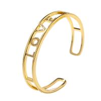 Messing Manchet Bangle, gold plated, micro pave zirconia & voor vrouw & hol, goud, 58mm, Verkocht door PC