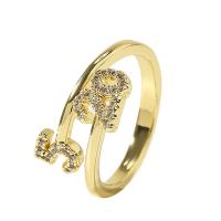 Kubieke Circonia Micro Pave Brass Ring, Messing, gold plated, Verstelbare & micro pave zirconia & voor vrouw, goud, 17mm, Verkocht door PC