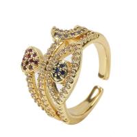 Kubieke Circonia Micro Pave Brass Ring, Messing, gold plated, Verstelbare & micro pave zirconia & voor vrouw, 18mm, Verkocht door PC