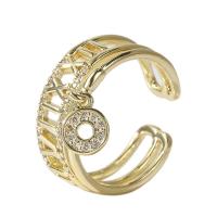 Kubieke Circonia Micro Pave Brass Ring, Messing, gold plated, Verstelbare & micro pave zirconia & voor vrouw & hol, goud, 18mm, Verkocht door PC