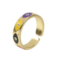 Žalvarinis Cuff Finger Ring, aukso spalva padengtas, Reguliuojamas & moters & emalė, multi-colored, 18mm, Pardavė PC