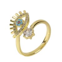 Kubieke Circonia Micro Pave Brass Ring, Messing, gold plated, Verstelbare & micro pave zirconia & voor vrouw, goud, 18mm, Verkocht door PC