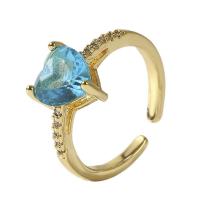 Kubieke Circonia Micro Pave Brass Ring, Messing, gold plated, Verstelbare & micro pave zirconia & voor vrouw, goud, 18mm, Verkocht door PC