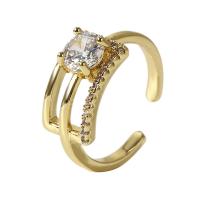 Kubieke Circonia Micro Pave Brass Ring, Messing, gold plated, Verstelbare & micro pave zirconia & voor vrouw, goud, 18mm, Verkocht door PC