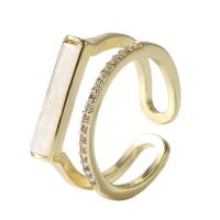 Kubieke Circonia Micro Pave Brass Ring, Messing, gold plated, Verstelbare & micro pave zirconia & voor vrouw, goud, 17mm, Verkocht door PC