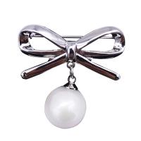 Tørklæde spænde, Zinc Alloy, med Plastic Pearl, Bowknot, forgyldt, for kvinde & med rhinestone & hule, nikkel, bly & cadmium fri, 35x34mm, 10pc'er/Lot, Solgt af Lot