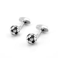 Cufflinks Brass Football plated Unisex & enamel nickel lead & cadmium free 11mm Sold By Lot