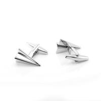 Cufflinks Brass Airplane silver color plated fashion jewelry & Unisex nickel lead & cadmium free Sold By Lot