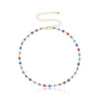 Collier Evil Eye bijoux, alliage de zinc, avec plastique, Mauvais œil, Placage de couleur d'or, bijoux de mode & pour femme, Longueur Environ 13.38 pouce, Vendu par PC