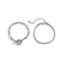 Zinklegering armbandkettingen, Zinc Alloy, met ijzeren ketting, met 1.97inch extender keten, plated, 2 stuks & voor vrouw, meer kleuren voor de keuze, Lengte Ca 6.3 inch, Verkocht door Stel