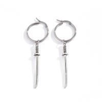 Zinc Alloy Drop Earrings with Iron Sword platinum color plated for woman & hollow Sold By Pair