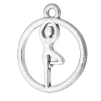 Cink Alloy Tag Charm, starinski srebrne boje pozlaćen, bez spolne razlike & šupalj, srebro, nikal, olovo i kadmij besplatno, 16x19x2mm, Rupa:Približno 1.5mm, Prodano By KG