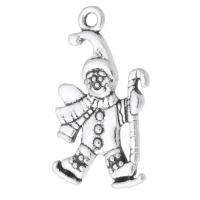 Sinc Alloy Pendants, clown, dath airgid antique plátáilte, unisex, airgid, nicil, luaidhe & caidmiam saor in aisce, 15x23x2mm, Poll:Thart 1.5mm, Díolta De réir KG