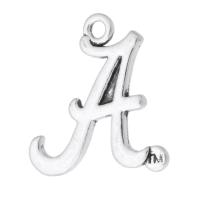 Zinklegering Hangers, Zinc Alloy, Letter A, antiek zilver plated, uniseks, zilver, nikkel, lood en cadmium vrij, 21x24x2mm, Gat:Ca 2mm, Verkocht door KG